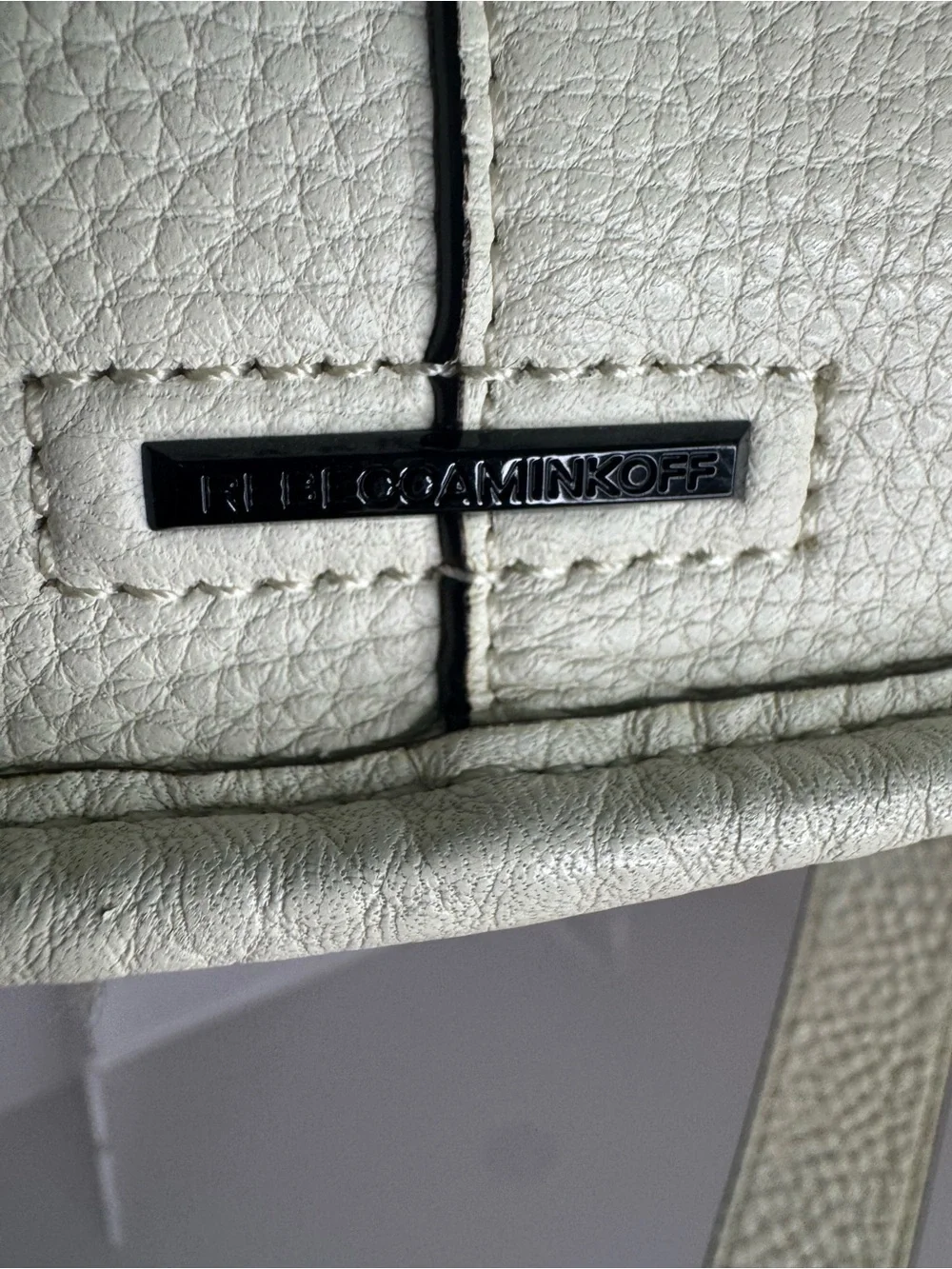 #381 Rebecca Minkoff Unlined Pebbled Leather Studded Feed Shoulder Crossbody Bag
